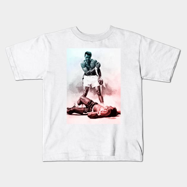 Muhammad Ali Knocks Out Sonny Liston 1964 Kids T-Shirt by VintCam